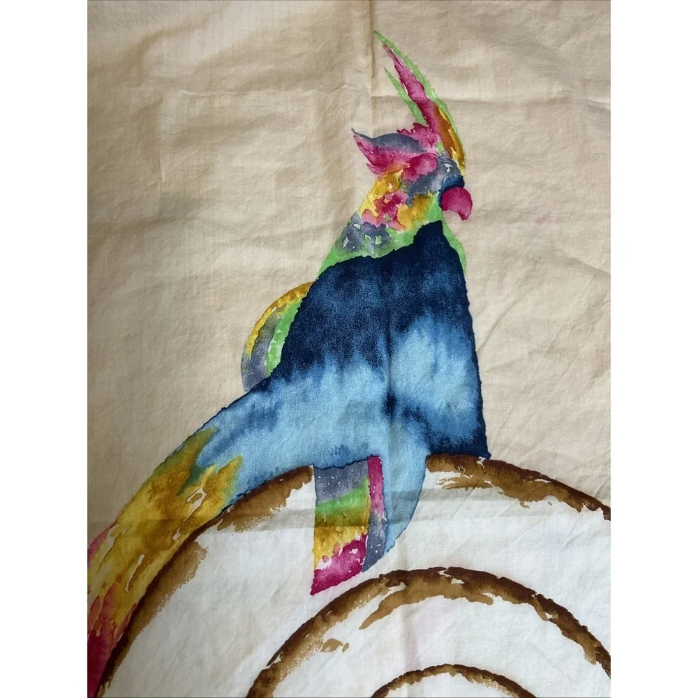 Vintage Charles Jourdan Paris 100% Cotton Watercolor Scarf Italy Hand Rolled